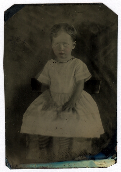 Portrait of an unidentified girl in a rectangular case