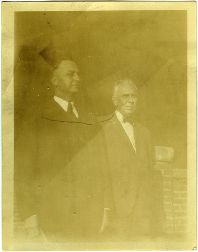 Judge D.C. Jones and Theodor Dreiser on steps of Continental Hotel. 