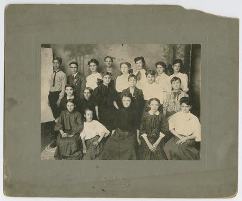 Kentucky students, posing for a photograph, printed in Morehead, Kentucky