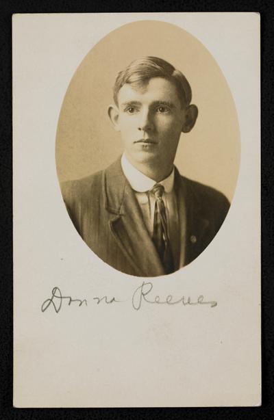 Donnie Reeves, now of Aldine, Texas. The first teacher to open a Moonlight School in the world. He was in the first Rowan County Moonlight School teacher, similar photograph to item #177