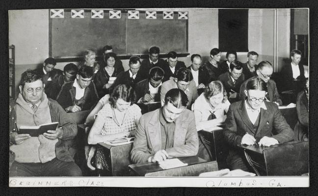 Georgia students. Back of the photograph reads: Beginners Class, Columbus Georgia