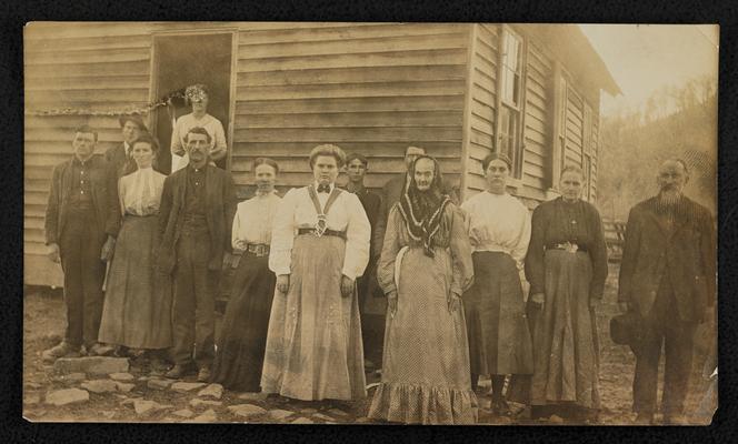 Kentucky students. Back of the photograph reads: An interesting night school class. Night School Class at New Hope