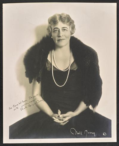Ruth Byron Owen. Back of the photograph reads: To Cora Wilson Stewart with warm regard