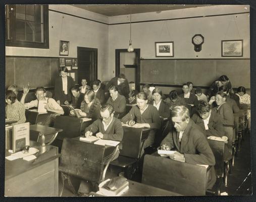 Alabama students. Back of the photograph reads: A class of adult Beginners, Alabama