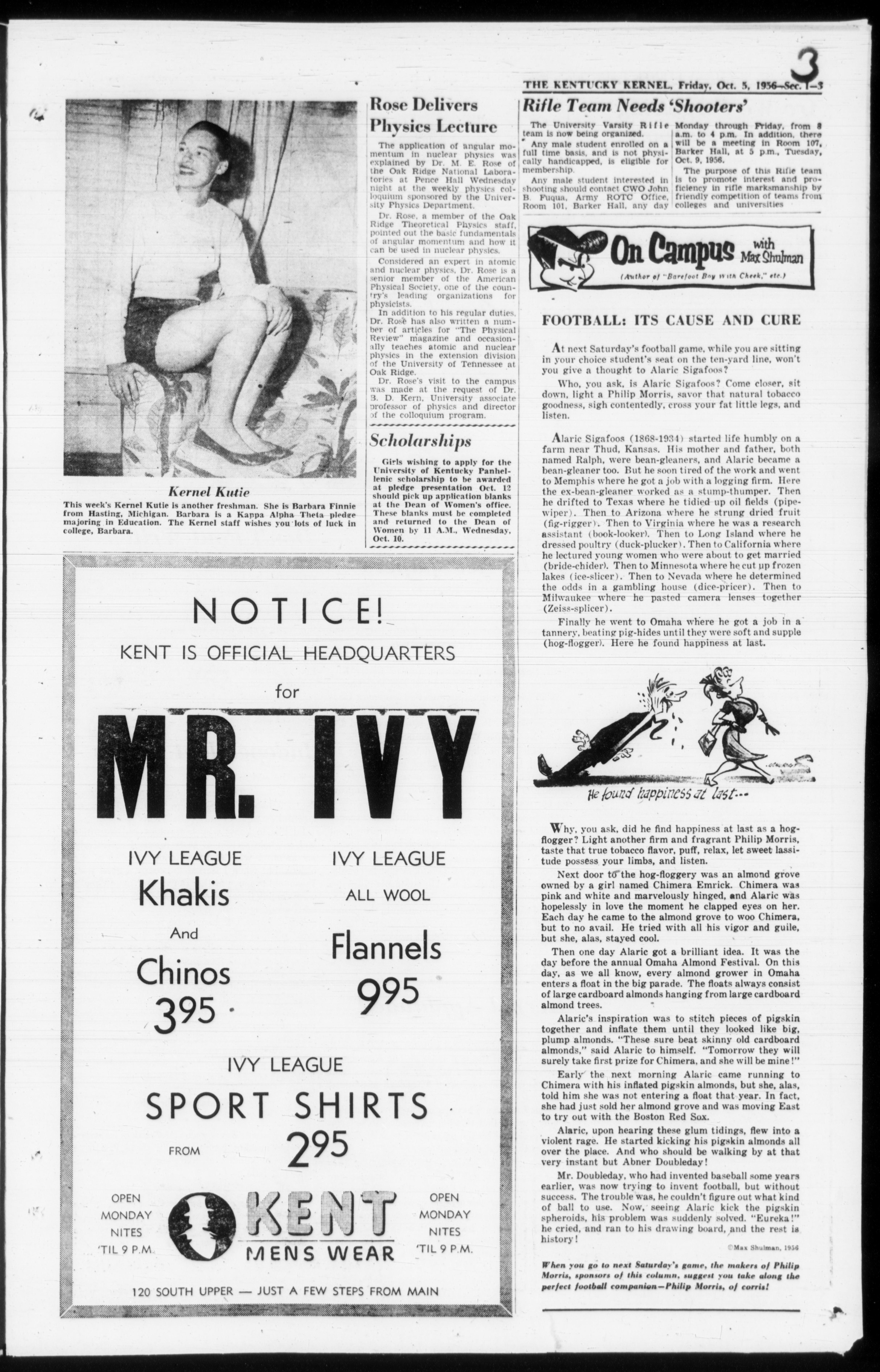 The Kentucky Kernel, October 5, 1956