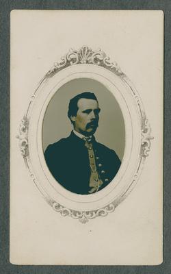 Ezra P. Clowes (?-1865); served as First Sergeant in Company D of the 37th Massachusetts Volunteer Infantry, United States Army; noted on back of mounting:                              Wounded at the Battle of Saylor's Creek April 6th and died April 7th 1865
