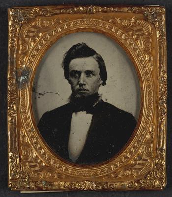 Henry Lee Gillis; served as a 1st Lieutenant in the 4th Kentucky Volunteers, United States Army; noted in frame:                              Lt. Henry Lee Gillis Ky. Vol. Co. F, 4th Reg, 3rd Div., Brother of Joseph G. Gillis. Enlisted under Capt. Wood, in 1860. Great Uncle of Hazel C. Sharp