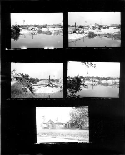 Advertising photographs; Five different images of a house and a factory; each photo is a 2x3 print