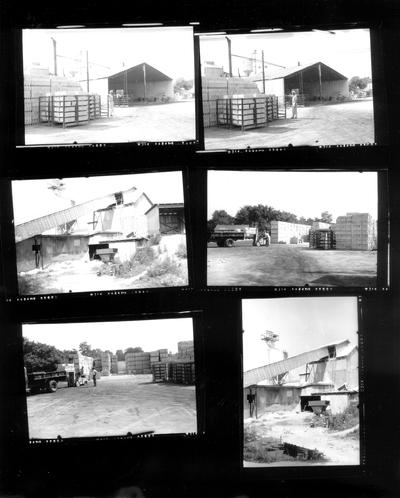 Advertising photographs; Six different images of an outdoor cinder block factory; each image is a 2x3 print