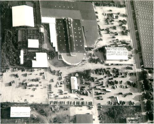 Aerial photographs; Aerial view of a farm supply warehouse and outlet
