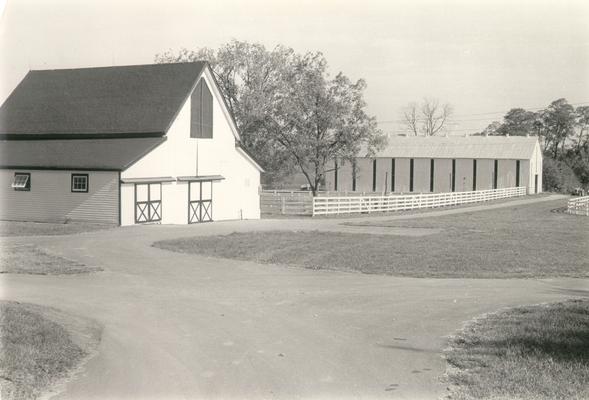 Horse Farms and Owners; Calumet Farm; Paths leading to a barn