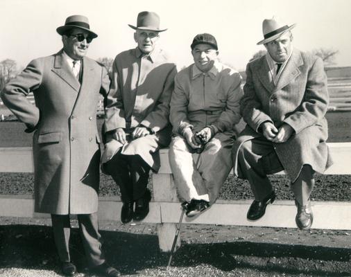 Horse Industry; Unidentified; Four men sitting on a fence