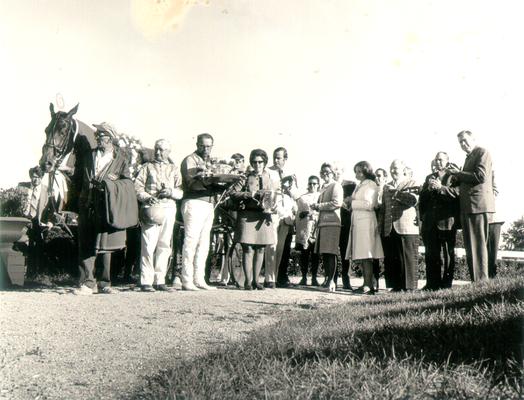 Horses; Harness Racing; Winner's Circle; Arnie Almahurst and owners in the Winner's Circle