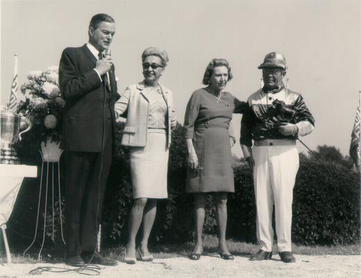 Horses; Harness Racing; Winner's Circle; Four unidentified people in the Winner's Circle