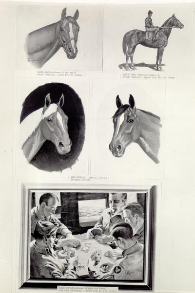Horses; Sketches and Paintings by Brewer; Five pictures, including a piece called 