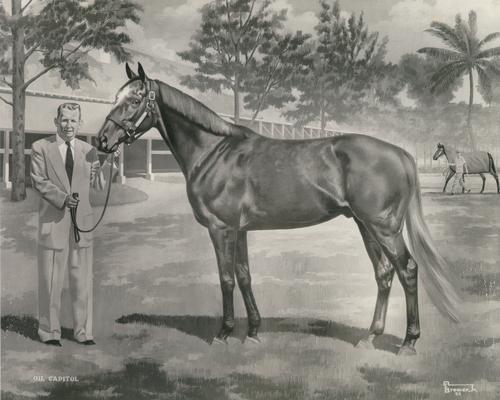 Horses; Sketches and Paintings by Brewer; Bold Ruler to War Admiral; Painting of Oil Capitol and unidentified man