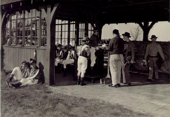 Horses; Thoroughbred Racing; Jockeys; Jockeys waiting for the race