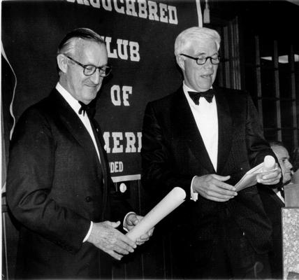 Horses; Thoroughbred Racing; Thoroughbred Club of America; Two men presenting an award