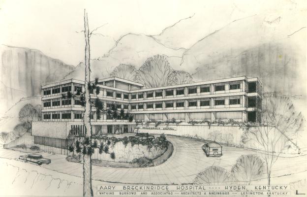 Hyden; Mary Breckinridge Hospital; Artist's Conception; An architect's drawing of the Mary Breckinridge Hospital in Hyden, Kentucky