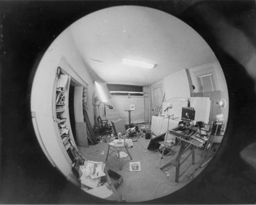 Interiors of Rooms; A fisheye lens view of an artist's studio