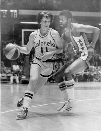 Kentucky Colonels; American Basketball Association (ABA) Team; A Colonel dribbles down court