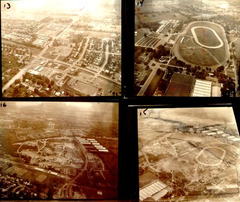 Lexington; Aerial Views; Contact Sheets; Four brown and white aerial shots