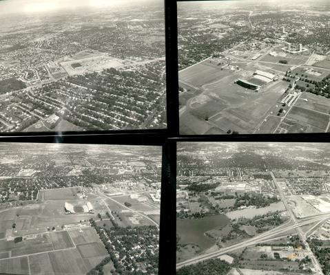 Lexington; Aerial Views; Contact Sheets; Black and white shots of Commonwealth Stadium (UK football) under construction