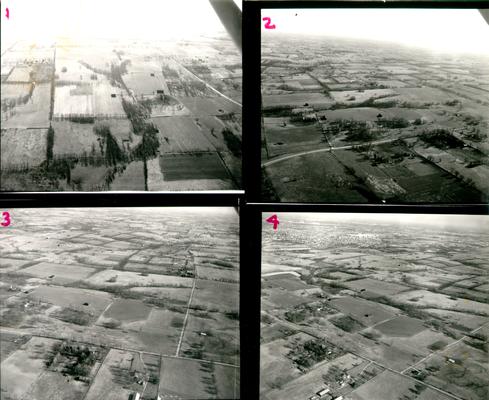 Lexington; Aerial Views; Contact Sheets; Four rural shots labeled 1-4