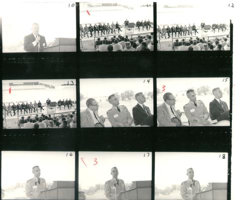 Men; Groups; Unidentified; Nine negatives of men at a military ceremony