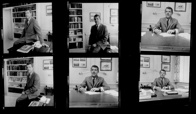 Milward Funeral Home; Contact Sheets; Six negatives of Milward in his office