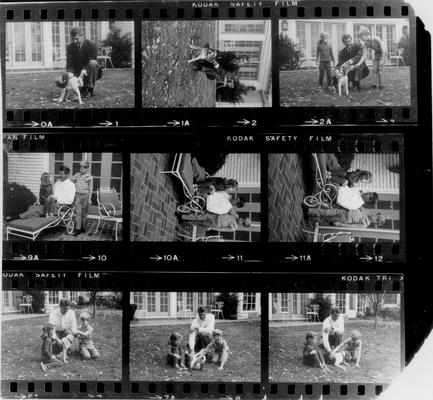 Milward Funeral Home; Contact Sheets; Negatives of Milward with his children and his dog