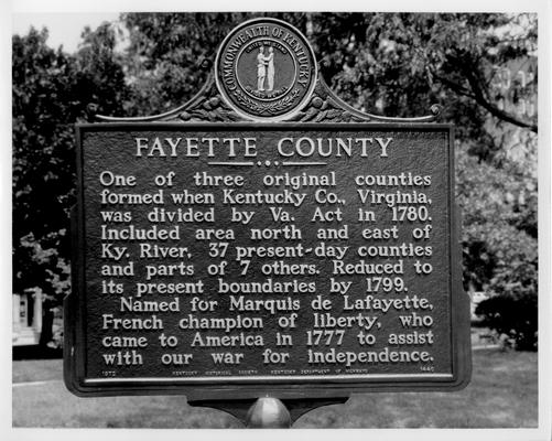 Monuments and Historical Markers; Fayette County historical marker