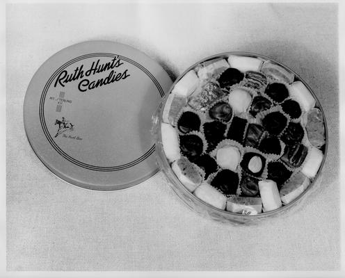 Mt. Sterling; Ruth Hunt's Candies; Advertising Photos; A circular box of Ruth Hunt Candies