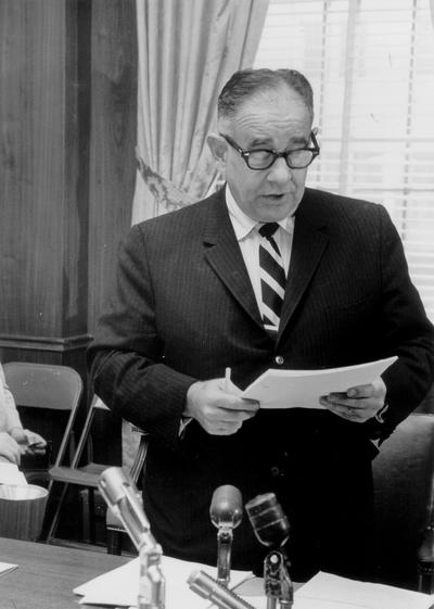 Oswald, John W.; John W. Oswald making a speech