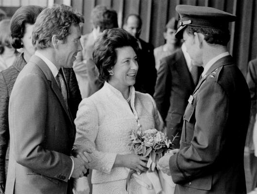 Princess Margaret; 1974; A military man greets Princess Margaret