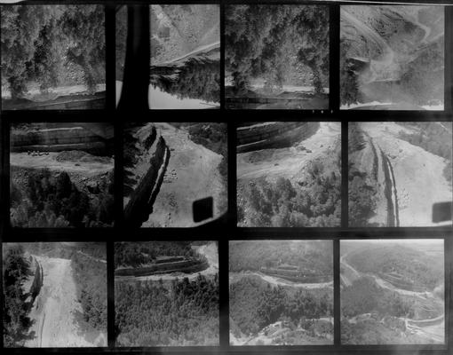 Road Construction; Twelve brown negatives of aerial views of construction