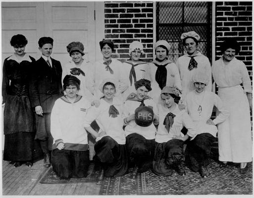 School Groups; 1930 and Earlier; Photograph of girls in sailor uniforms
