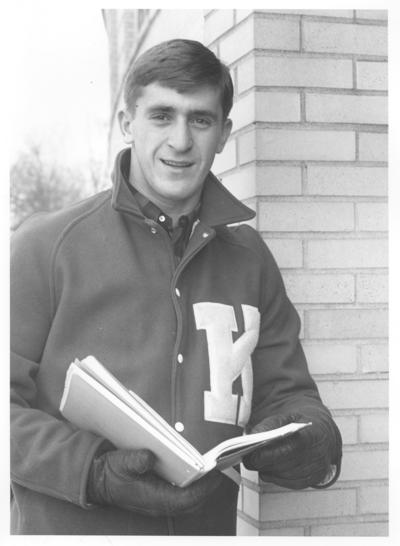 University of Kentucky; Basketball; A young man in a letter jacket