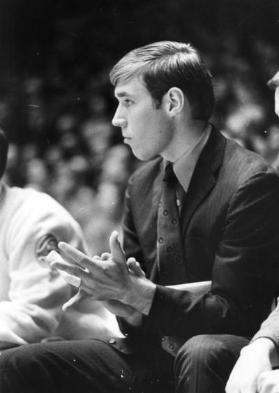 University of Kentucky; Basketball; Individual Players; A young man watching from the bench