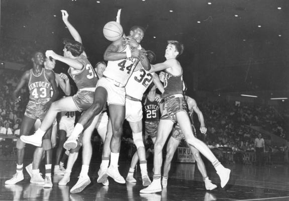 University of Kentucky; Basketball; UK vs. [Unknown]; A loose ball in heavy traffic