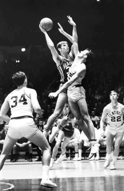 University of Kentucky; Basketball; UK vs. Alabama; Kentucky #25 tries to block a hook shot