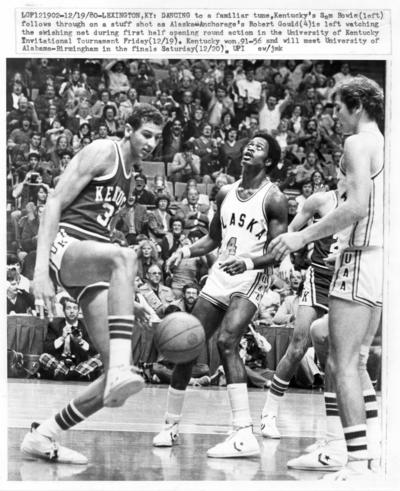 University of Kentucky; Basketball; UK vs. Alaska; Anchorage; Sam Bowie accidentally kicks the ball