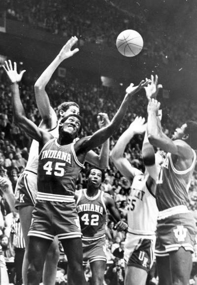 University of Kentucky; Basketball; UK vs. Indiana; Six players all jump after a rebound