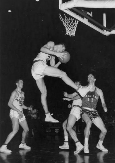 University of Kentucky; Basketball; UK vs. Notre Dame; A Kentucky player pulls down a rebound
