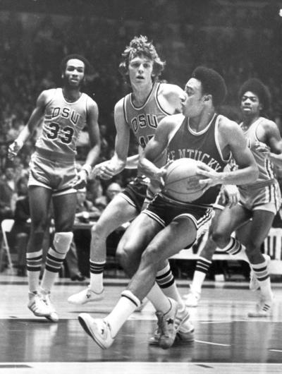 University of Kentucky; Basketball; UK vs. OSU; Kentucky tries to push the ball past three OSU players