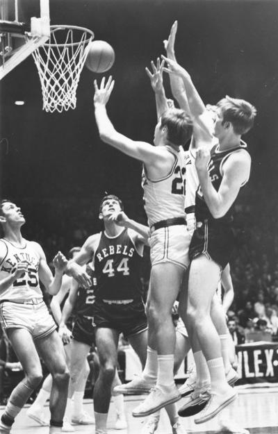 University of Kentucky; Basketball; UK vs. Ole Miss (Rebels); Six people go up for a rebound