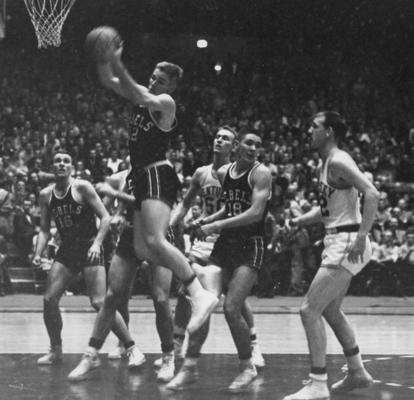 University of Kentucky; Basketball; UK vs. Ole Miss (Rebels); Rebels #12 blocks out his opponent, grabs the rebound