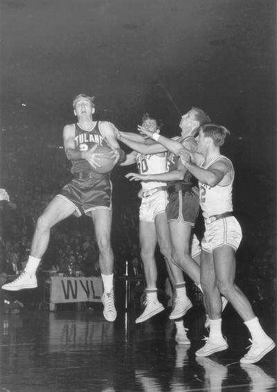 University of Kentucky; Basketball; UK vs. Tulane; A Tulane player secures the rebound