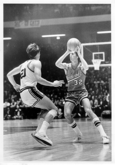 University of Kentucky; Basketball; UK vs. Vanderbilt; Vanderbilt #32 fools his defender with a ball fake