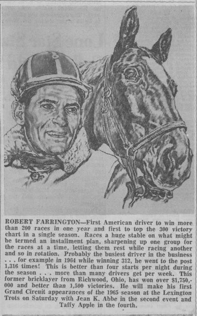 Horse; Related items and photos of a bed; Article on Robert Farrington